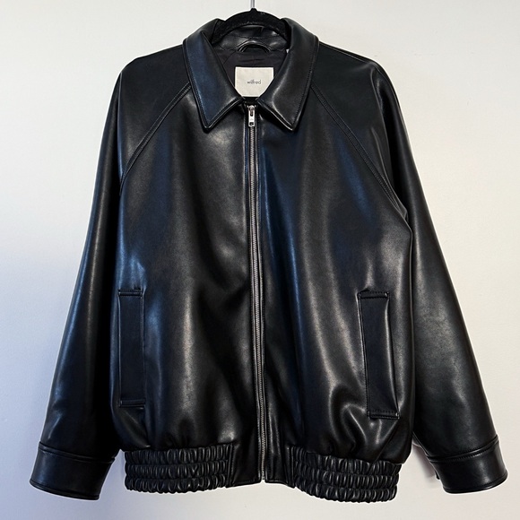 ARITZIA Wilfred Vegan Leather Oversized Bomber Jacket - Picture 1 of 16